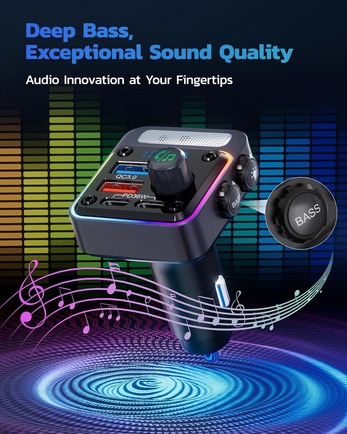 Bluetooth 5.3 Car Adapter Charger